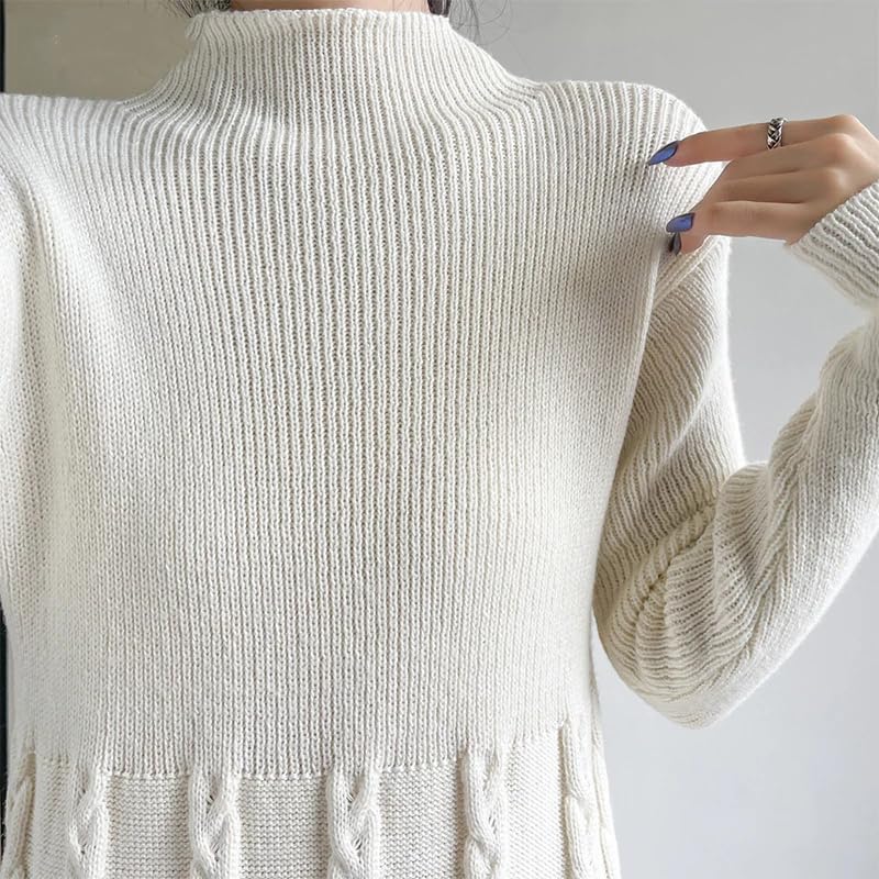 Maglione da donna a collo alto maglione vestito da lavoro a maglia A-Line tinta unita manica lunga casual maglioni caldi