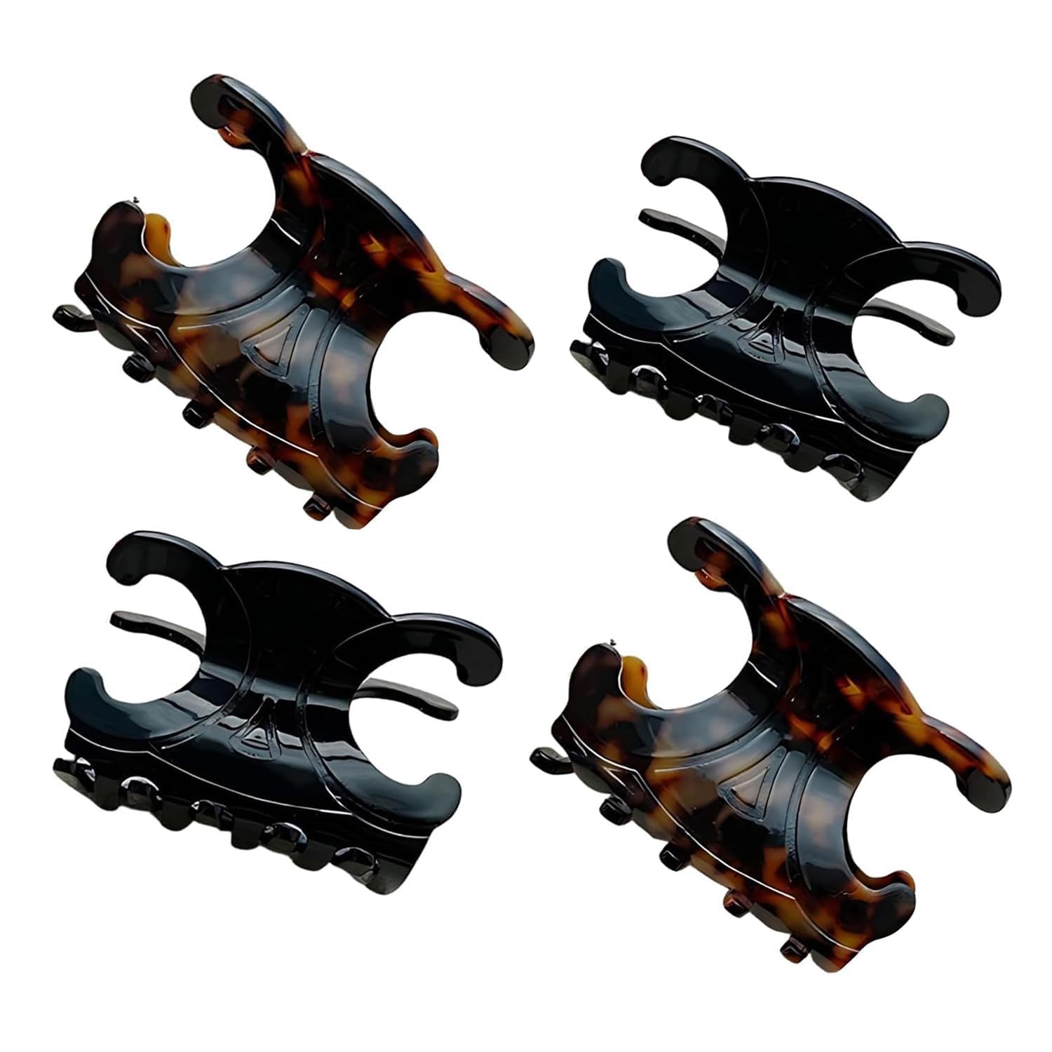 Premium durable acetate butterfly hair clips, 4 Pack. Medium Size Acetate Hair Claw Clips with Secure Hold,Perfect for Updos (Black+Tortoiseshell)