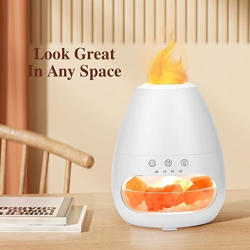Miniatura 5 de Difusor de lámpara de sal, difusor de aroma de llama, difusor de aceite esencial, 6.8 fl oz, difusor de niebla fría, humidificador 3 en 1, difusor