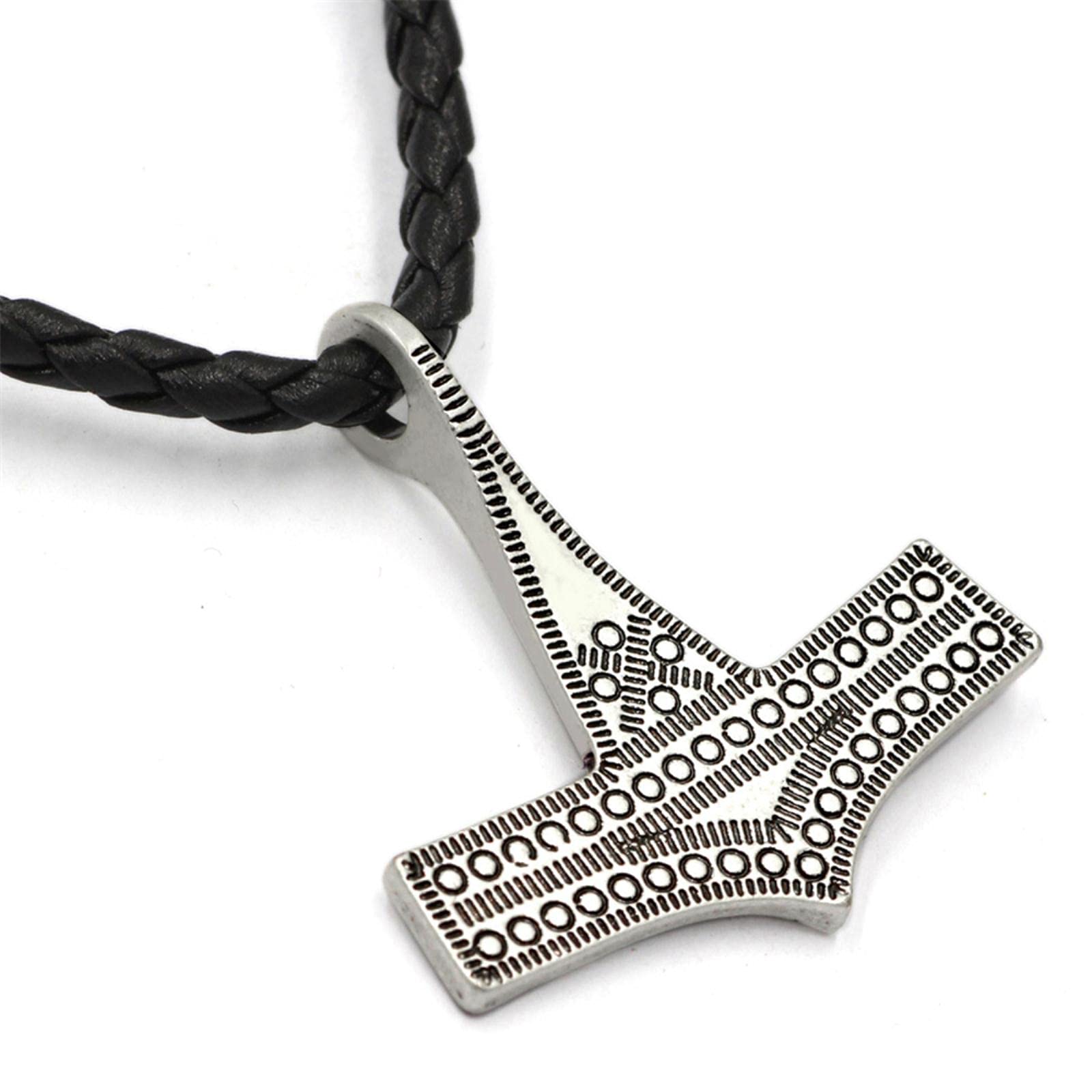 Hcma Men's Antique Silver Plated Norse Viking Jewelry Thor Hammer Mjolnir Amulet Scandinavian Pendant Necklace Gothic Jewelry Gift
