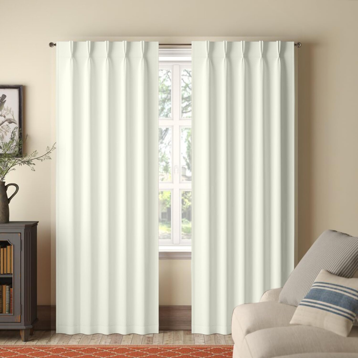 Homi Drapes Double Pinch Pleated Blackout Curtains Thermal Insulated Room Darkening