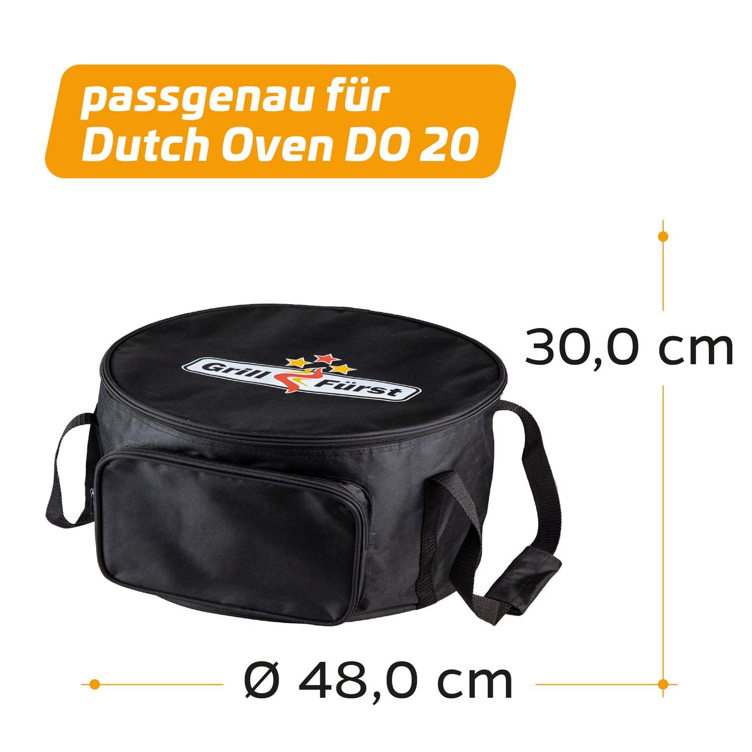 Grillfürst Dutch Oven Aufbewahrungstasche für DO 20, Ø 48 cm - Tragetasche für Feuerofen, Transporttasche für Gusseisen Topf, schwarz