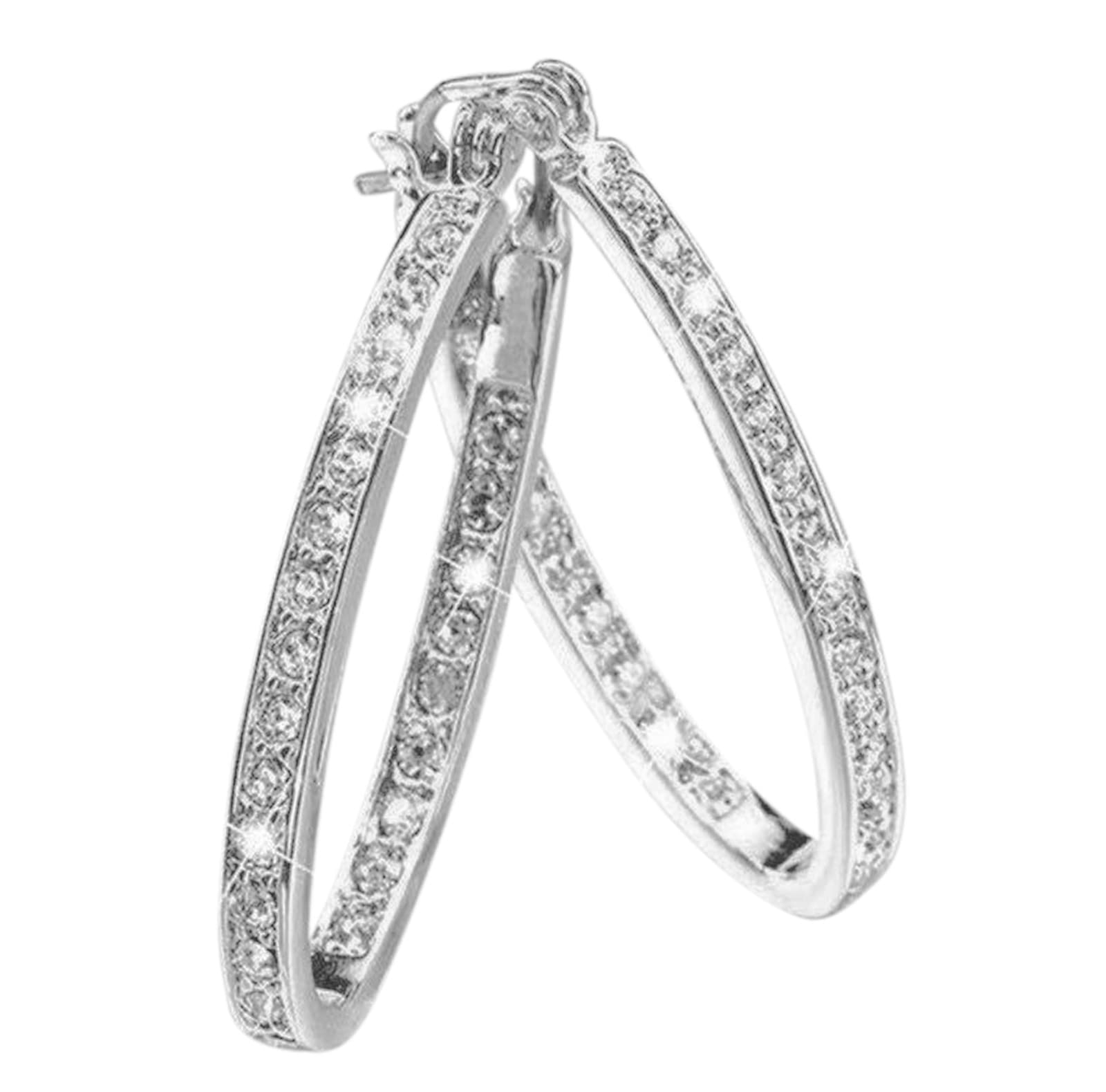 Lolvmvchi Today Deals Prime 925 Sterling Silver Earrings for Women Deals of+The Day Lightning+Deals Wedding Gifts 14K Gold Hoop Earrings Diamond Cubic Zirconia Hypoallergenic Jewelry Gift