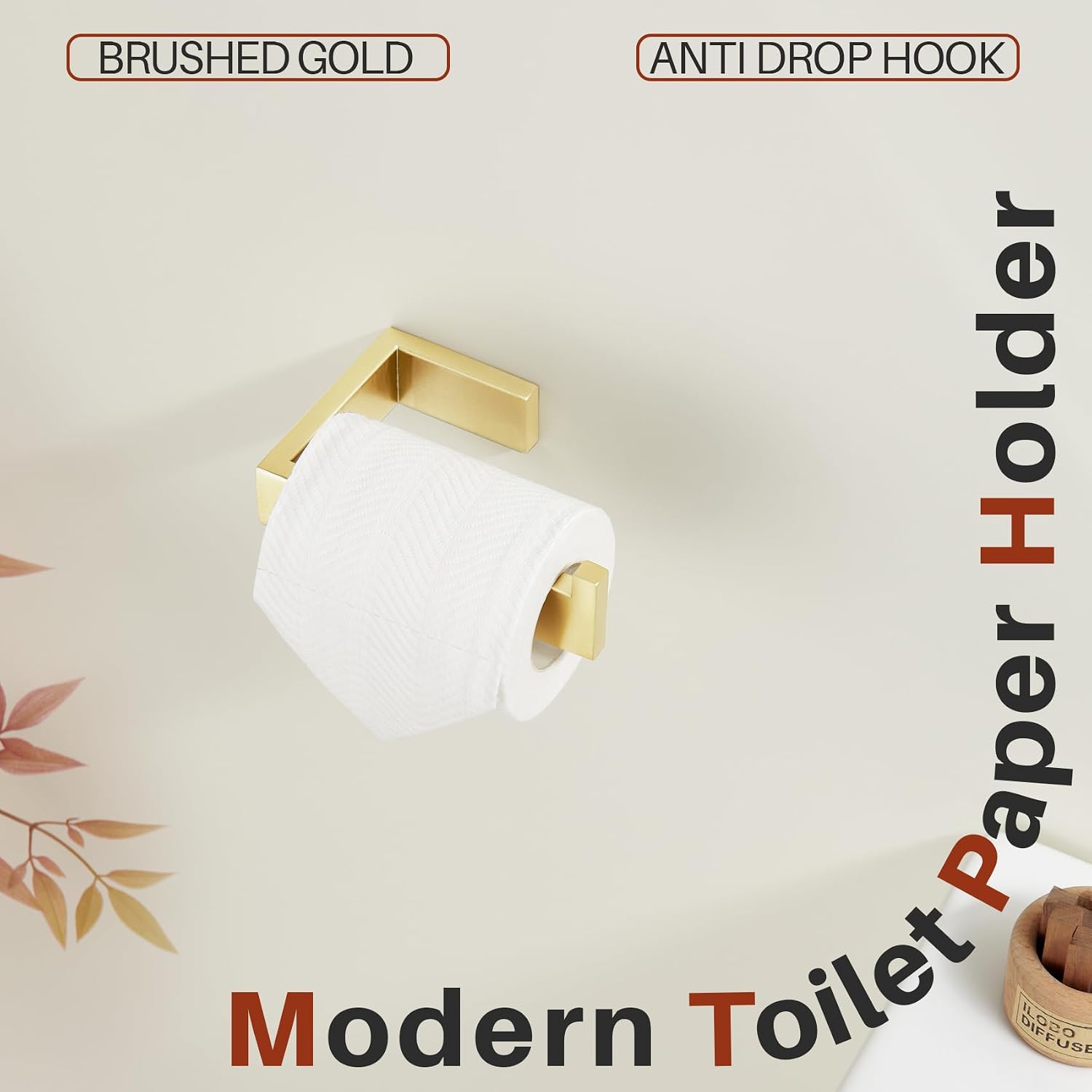 KOKOSIRI Toilet Paper Holder Gold Tissue Paper Dispenser for Kitchen Bathroom Washroom Toilet Roll Holder Wall Mounted Stainless Steel B2009BG image 4