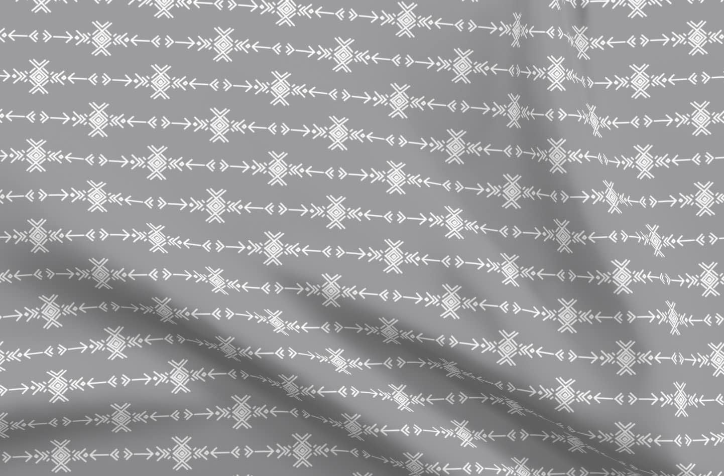 Spoonflower Fabric - Tribal White Gray Stripe Southwest Fashion Printed on Petal Signature Cotton Fabric Fat Quarter - Sewing Quilting Apparel Crafts Decor
