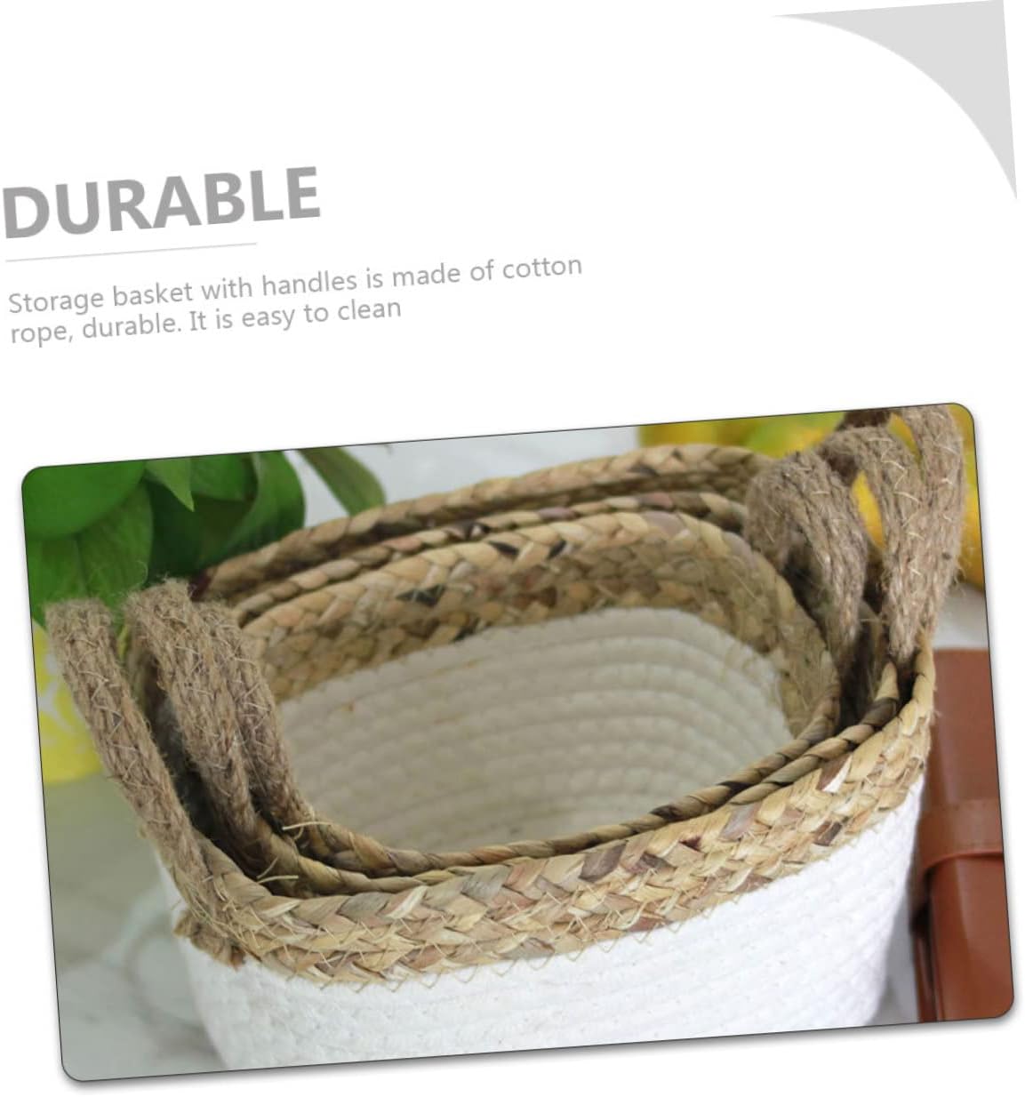 Cotton Rope Woven Storage Basket with Handles for Home Organization Portable Sundry Container for Living Bedroom Nursery Stylish and Practical