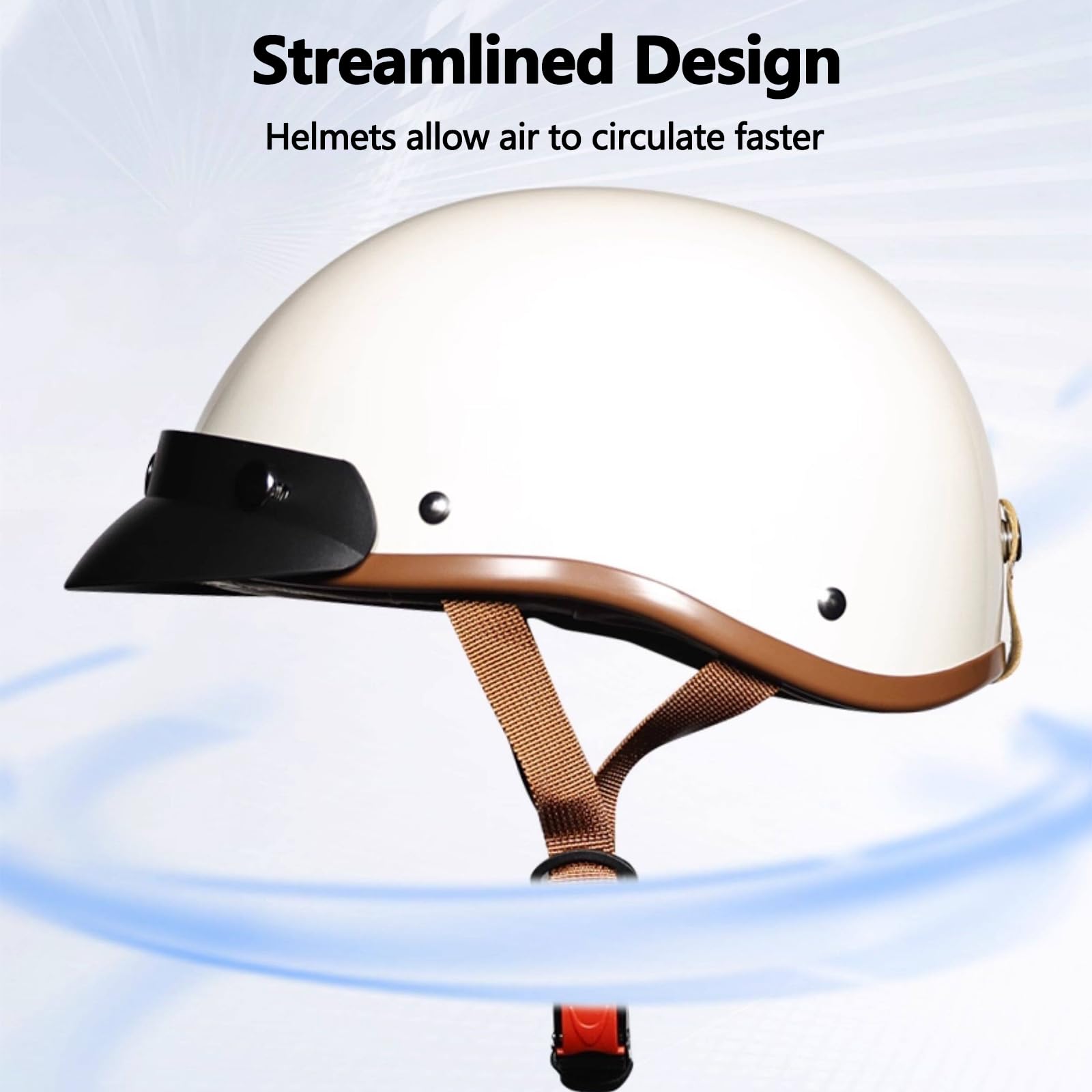Motorradhelm für Erwachsene, Jethelm, 709 ABS kombiniert mit EPS, Schnellverschluss-Kinnschnalle. Passend für Scooter Moped Chopper Vintage Sturzhelm