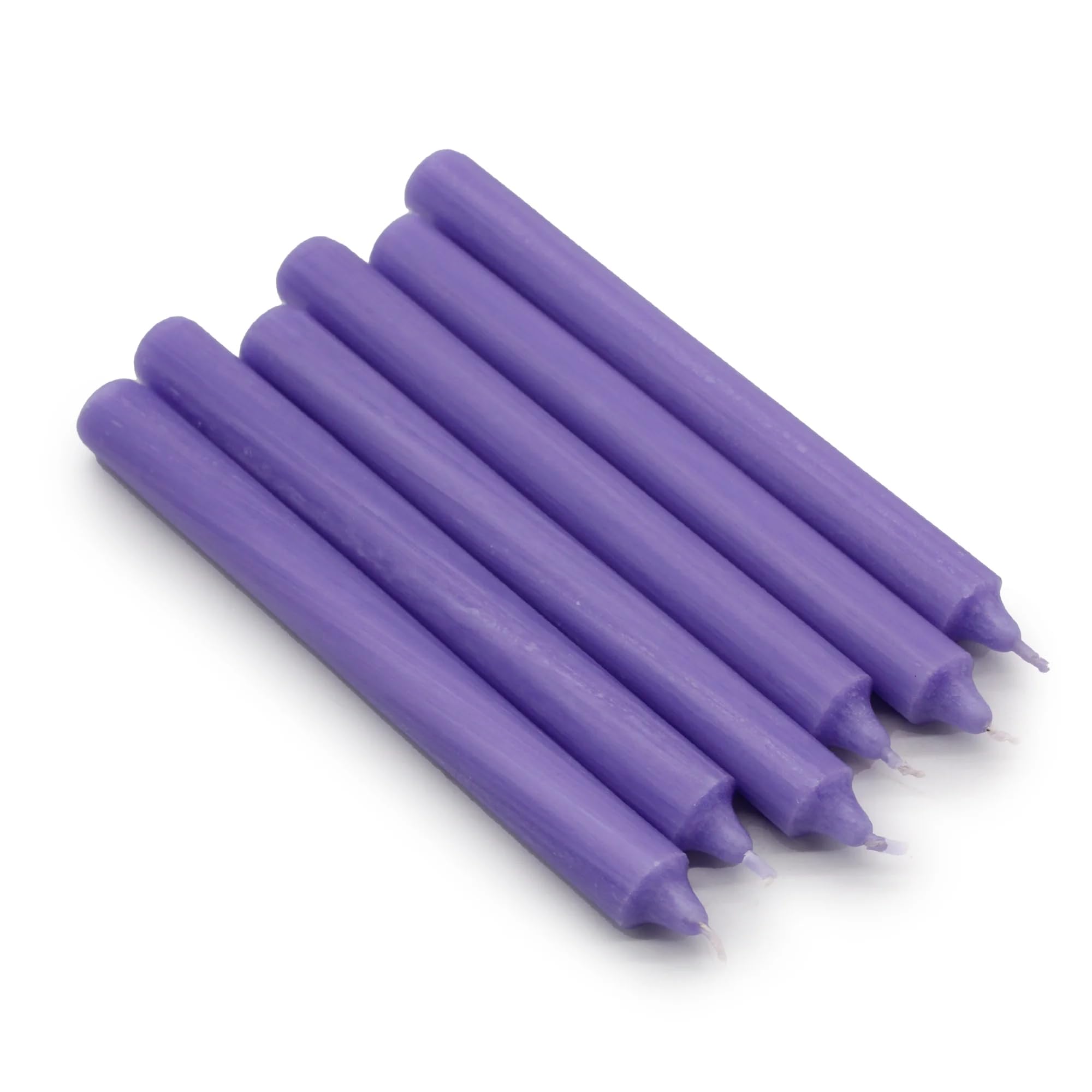 Ancient Wisdom Solid Colour Dinner Candles, Pack of 5 Handmade Taper Candles 20cm x 2cm Rustic Lilac Unscented - Image 3