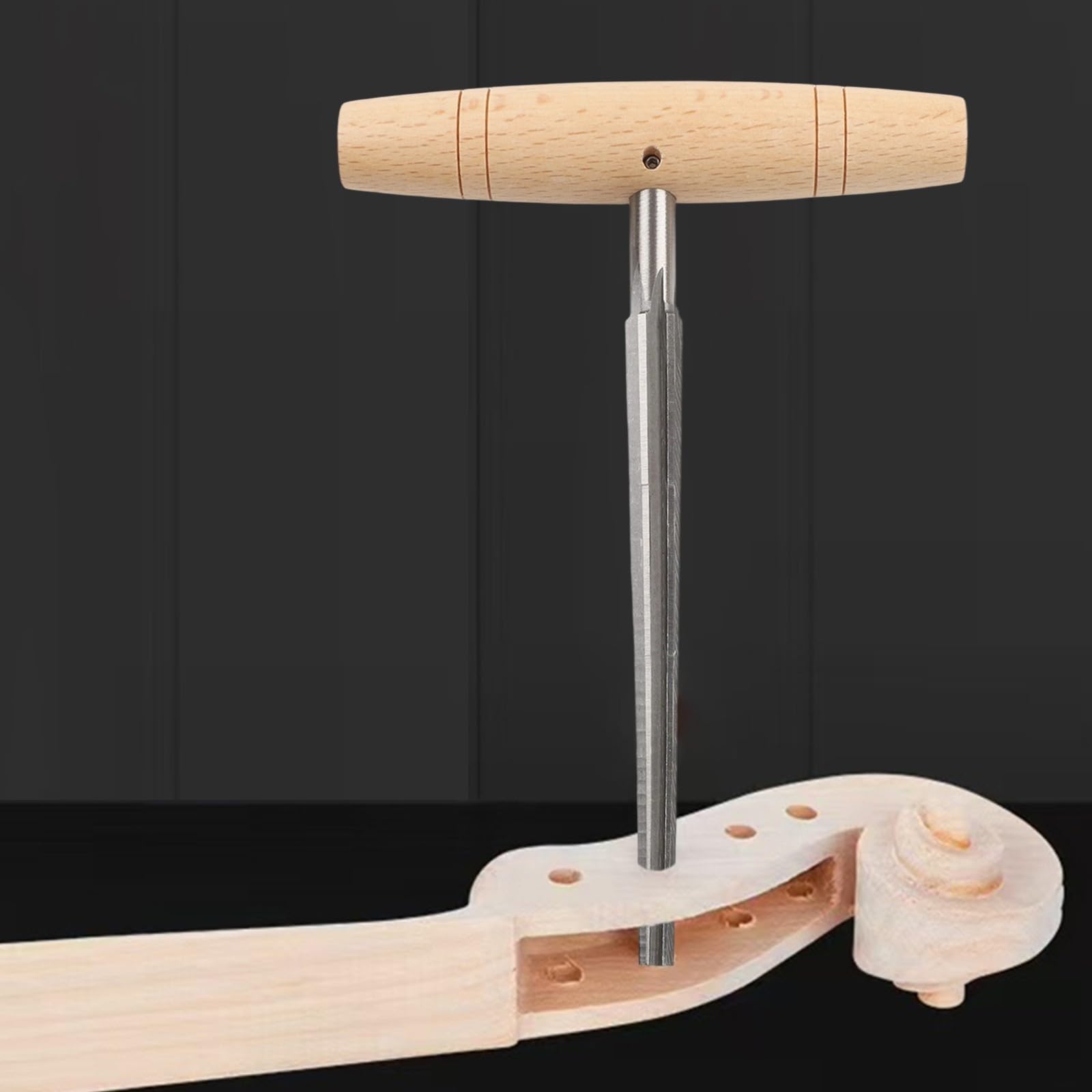 Herramienta de escariador de clavijas de violín de acero inoxidable con mango de madera, para reparación de agujeros de cuerda de violín de 3/4 y 4/4 y por Luthiers
