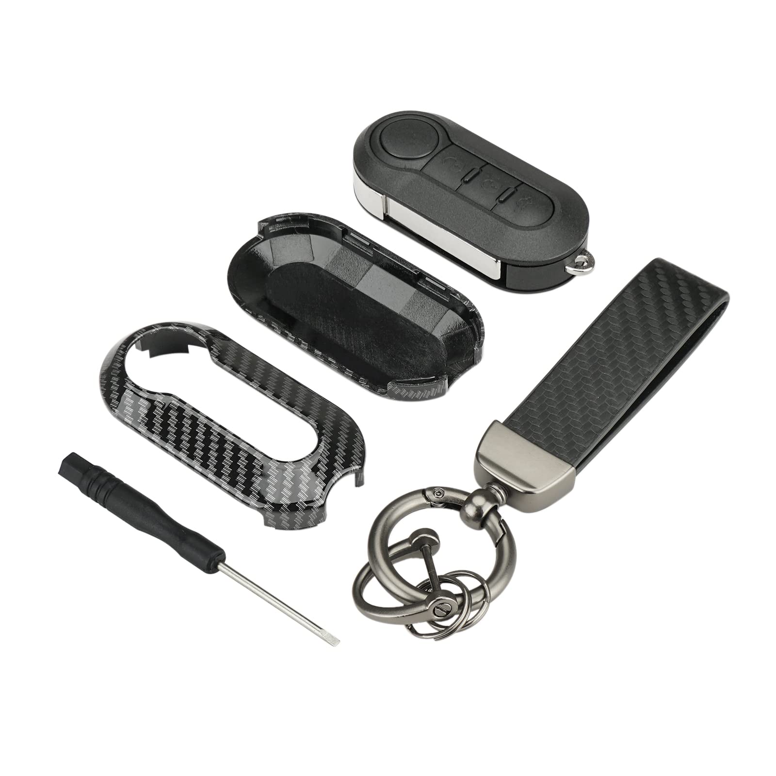 Coque De Clé Fiat En TPU Carbone - Protection Anti-rayures Pour 500, Ducato, Abarth, Punto, Doblo