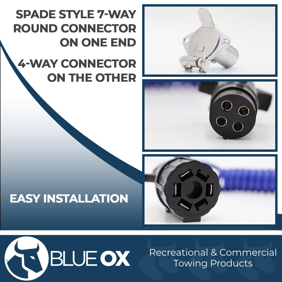 こー Blue Ox 7-Way To 4-Way Coiled Electrical Cable With Car 4