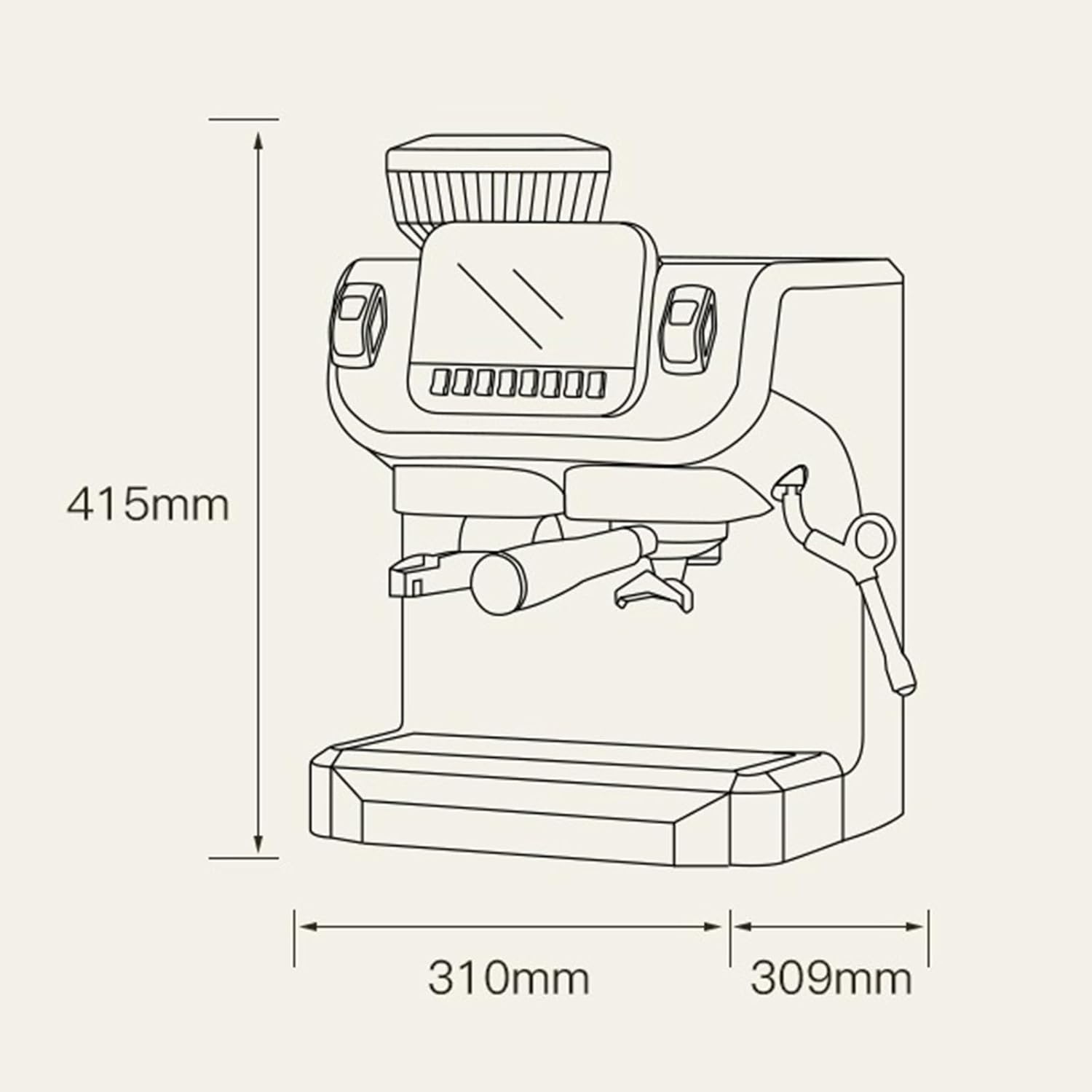 15 Bar Pump Professional Pressure Coffee Maker, Manual Espresso Machine, with Milk Frother/Steam Wand Compact Stainless Steel Coffee Maker
