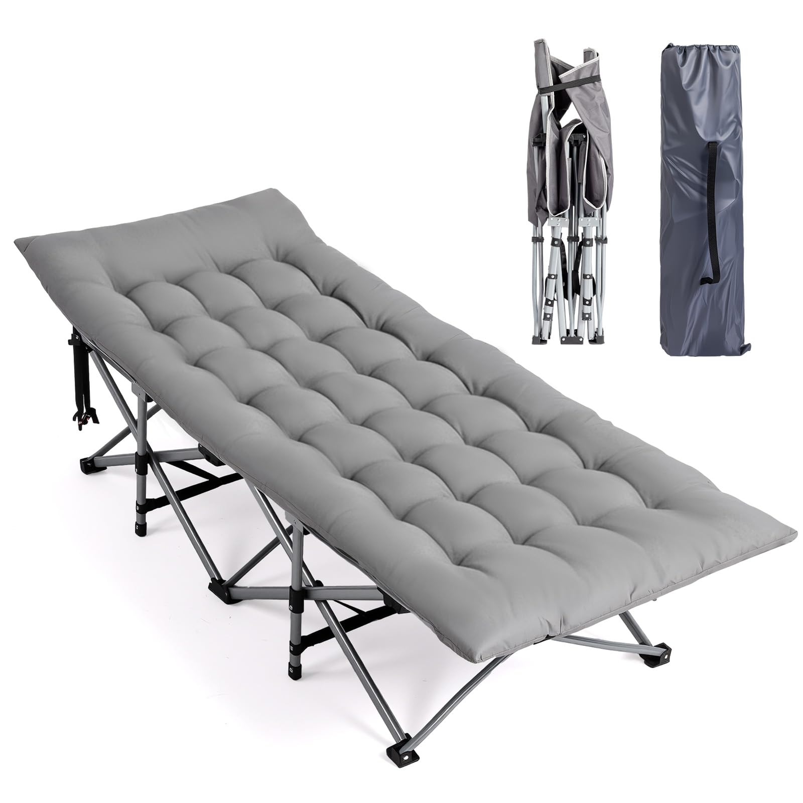 VINGLI Folding Camping Cot Bed,Camping Cots for Adults with Mattress, Cots for Sleeping with Pillow 1200D Layer Oxford for for Guest,Travel,