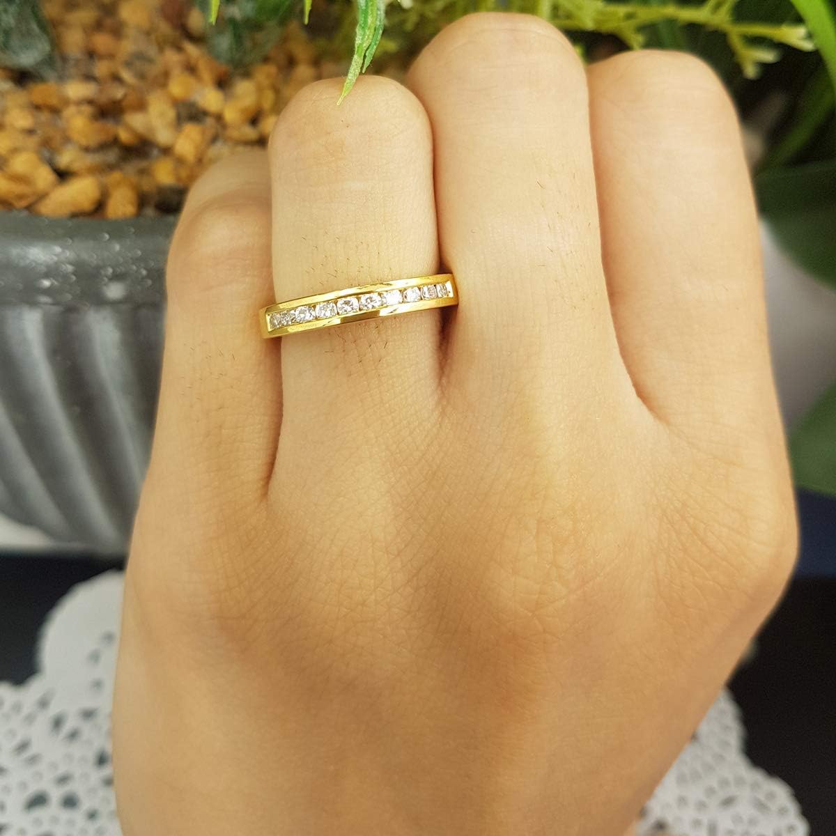 Dazzlingrock Collection 0.40 Ctw 18K Real Solid Gold Round Natural Diamond Women Anniversary Wedding Stackable Ring Band - Image 5