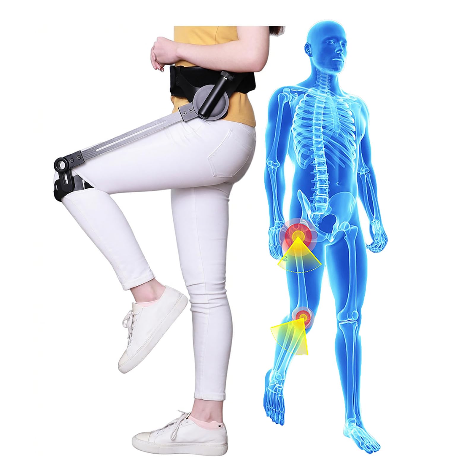Ayudas para caminar, equipo de refuerzo de exoesqueleto, 3 niveles de intensidad ajustables, exoesqueleto biónico portátil, para pierna izquierda/derecha/ambas piernas. Pierna izquierda L (pierna