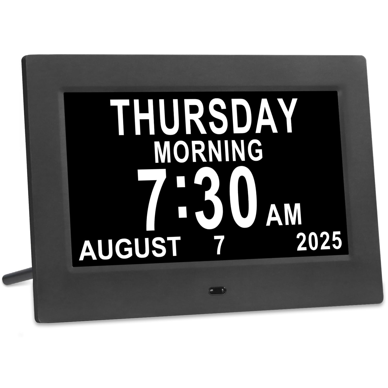 Golony 7-inch Large Dementia Alarm Clock.Displays month,day and time.Large-digit alarm clock.12 alarm groups.Auto-dimming.Suitable for elderly users.Black.