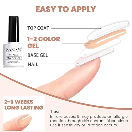 Miniatura 7 de RARJSM Juego de 6 esmaltes de gel color nude, esmalte de uñas de gel de gelatina morada, transparente, albaricoque, naranja, marrón, café, verano,