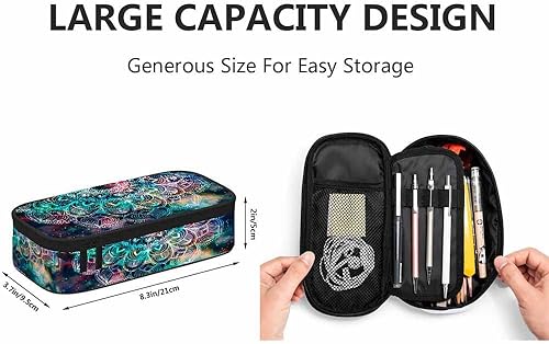 Miniatura 2 de Yekiua Estuche para lápices de mandala abstracto tribal antiguo geométrico estrella galaxia alta capacidad estuche de lápices bolsa estacionaria