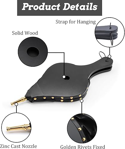 Miniatura 3 de KIAADSY Fuelle de 17 x 7.5 pulgadas, fuelle de chimenea para hoguera, estufa de leña, campamento, soplador de chimenea con correa para colgar,