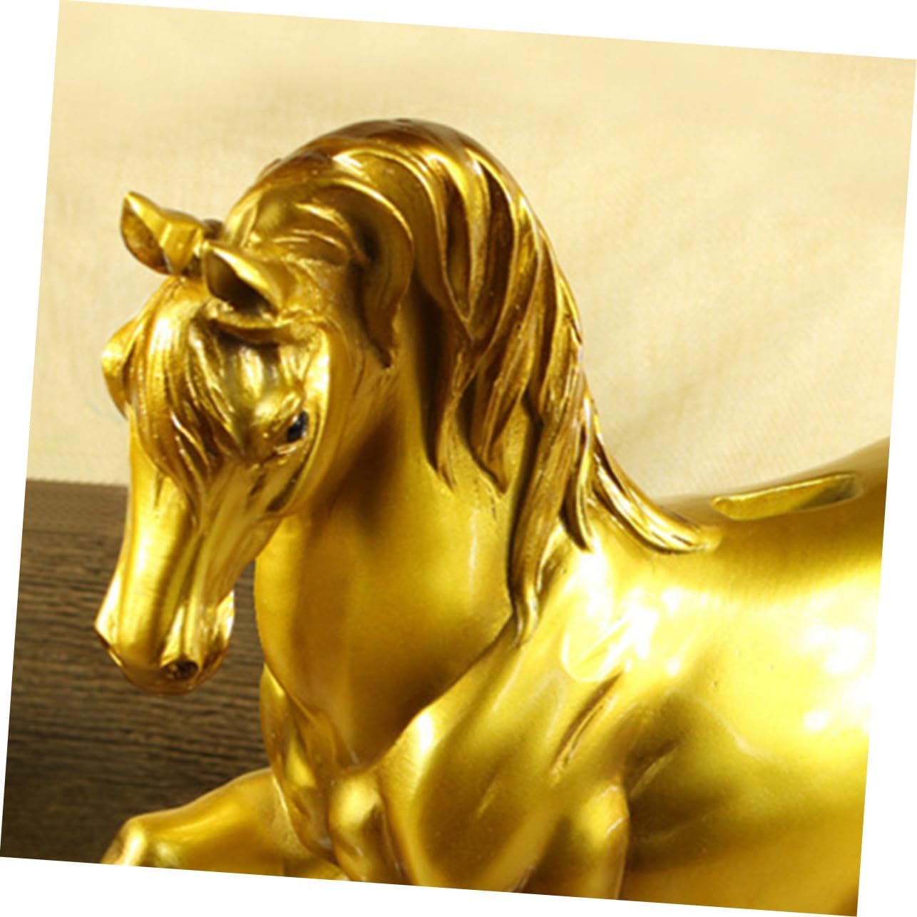Creative Horse Shape Coin Storage Jar for Artistic Resin Money Bank Large Capacity Saving Pot Birthday Gift for Boys and Smooth Golden Decorative Figurine
