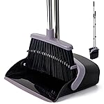 XXFLOWER Broom and Dustpan Set, Dustpans with Broom Combo for Home, Heavy Dust Broom and Dustpan Combo, Long Handle Dust Pan and Broom Set for Kitchen, Office, Pet Hair, Charcoal Color, Pack of 1