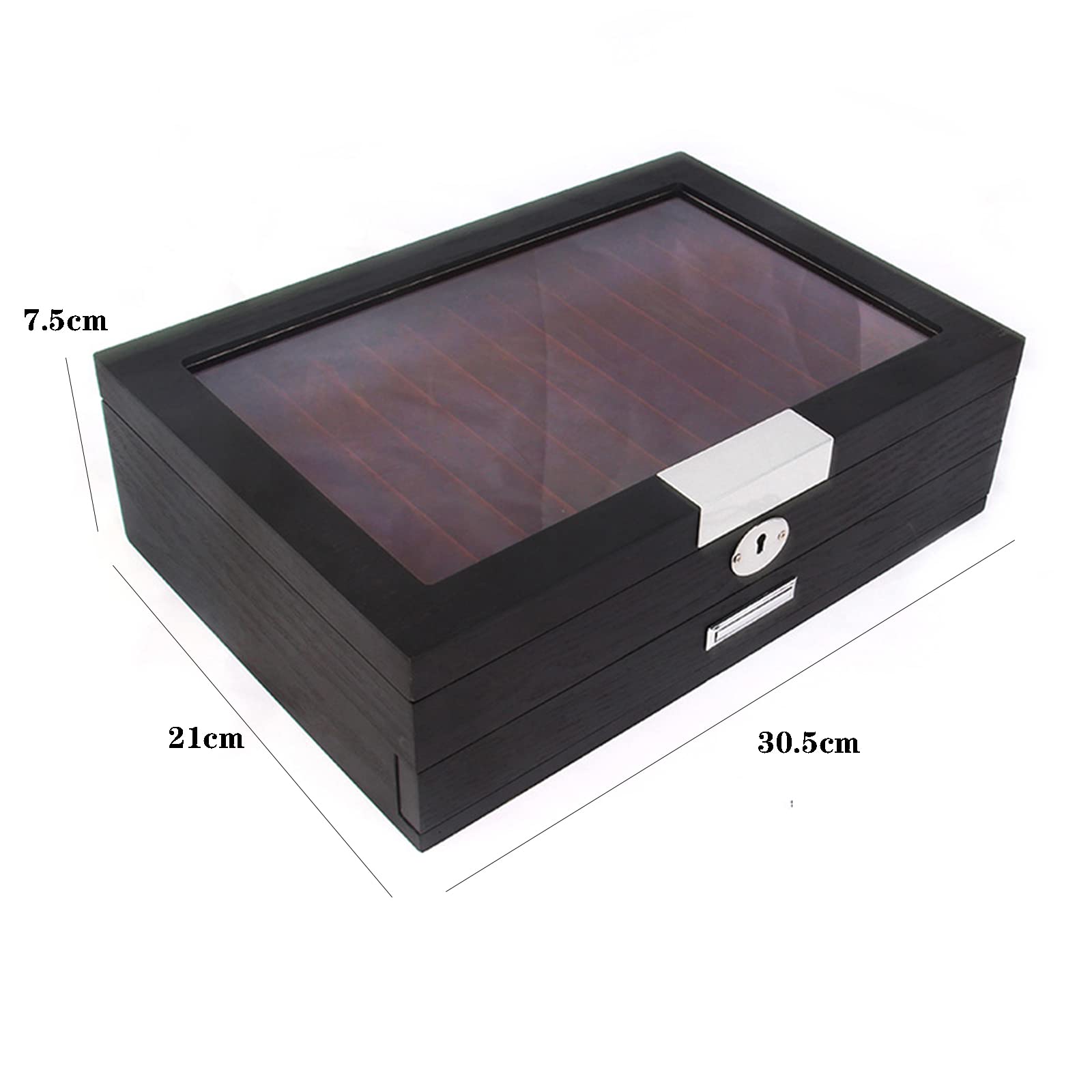 Generico Portapenne in Legno con Cassetto, Finestra in Vetro E Ampia capacità: Un Regalo Perfetto per Gli Uomini (30.5 * 21 * 7.5cm)