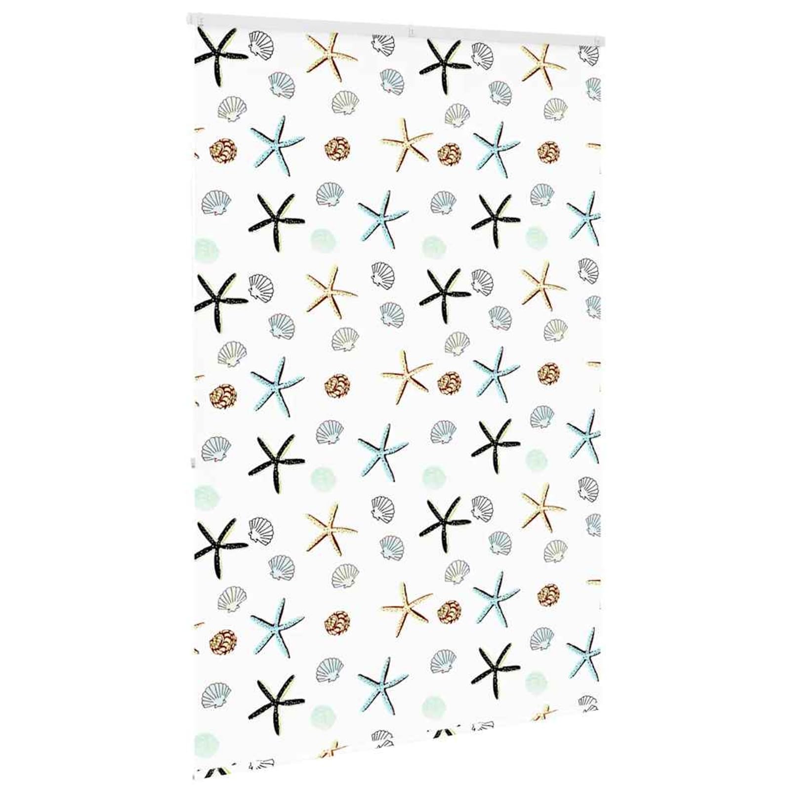 Gecheer Duschrollo mit Kassette 150x240 cm Stoffbreite 146 cm Schalentiere, Duschrollo mit Seitenzug Wasserdichtes Duschvorhang Rollo für Badewanne4015028