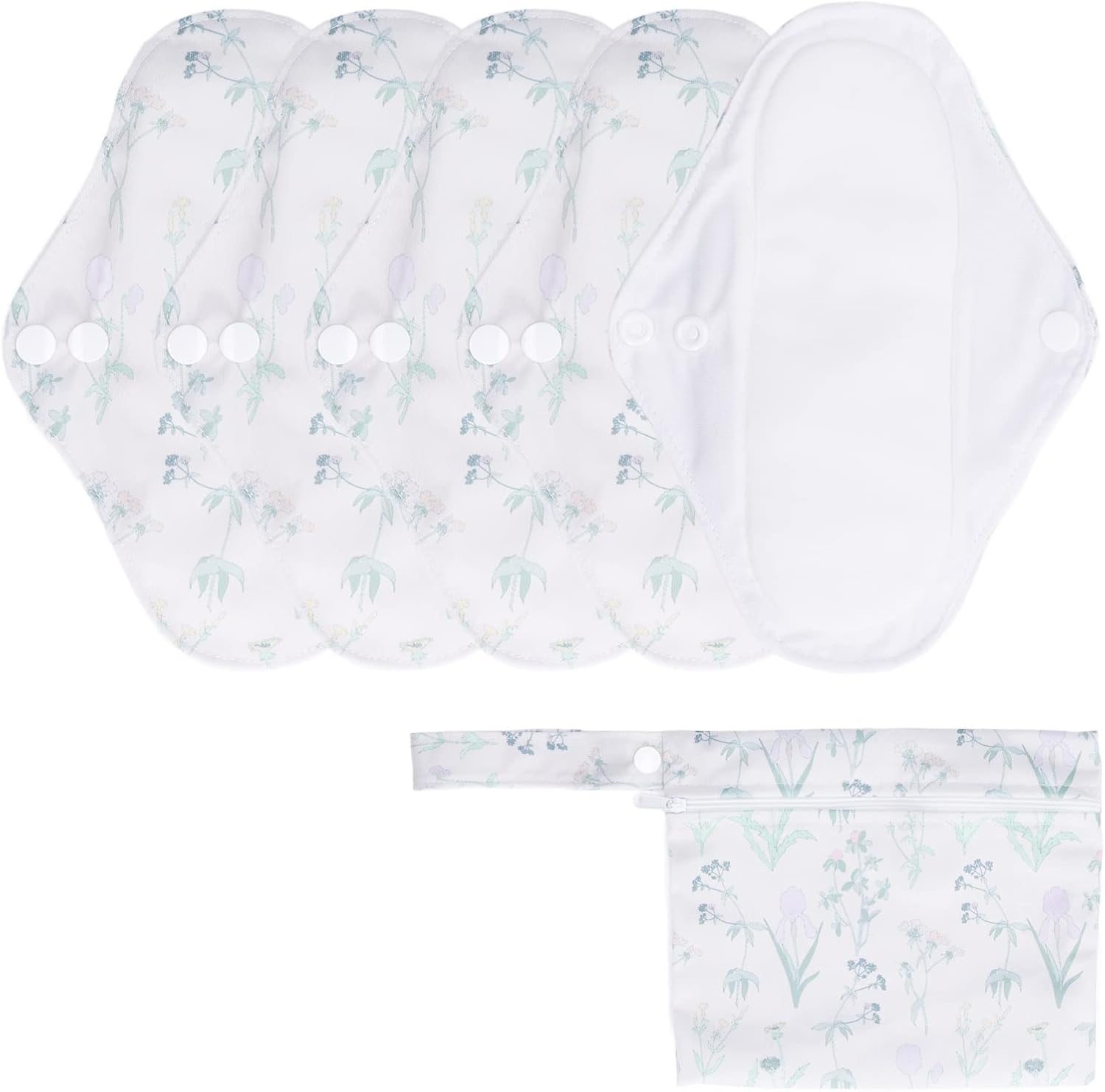 5 Pcs Washable Menstrual Pad Printed Strong Water Absorption Comfortable Breathable Reusable Maternity Sanitary Pad Mama Panty Liner with Storage Bag (Flowers) 5 Pcs Washable Menstrual Pad Printed Strong Water Absorption Comfortable Breathable Reusable Maternity Sanitary Pad Mama Panty Liner with Storage Bag (Flowers)