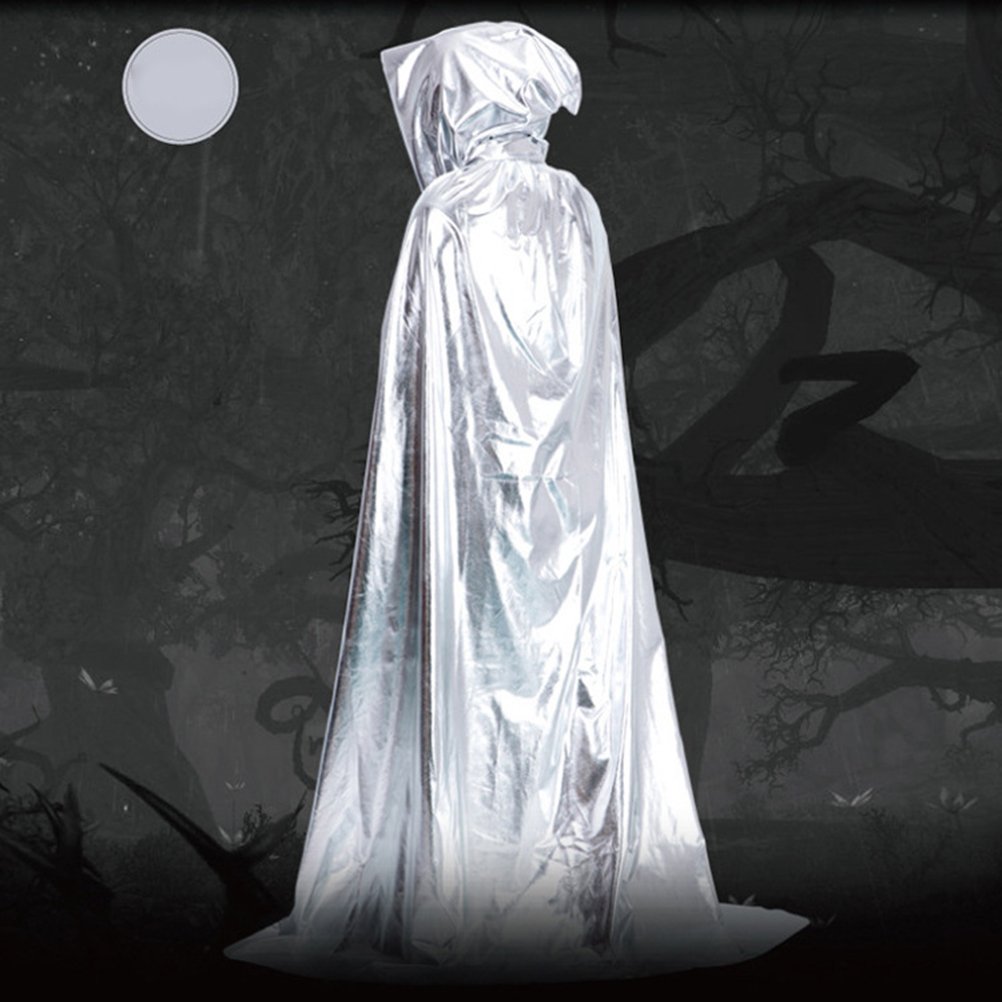 Mantello Con Cappuccio Oro Per Halloween - Unisex, Lungo, In Satin - Costume Vampiro, Strega O Pirata - Foto 7