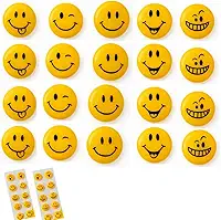 Conjunto de 20 Ímãs Decorativos Redondos, Emoji Amarelos para Geladeira, Painel Magnético, Quadros e Fotos