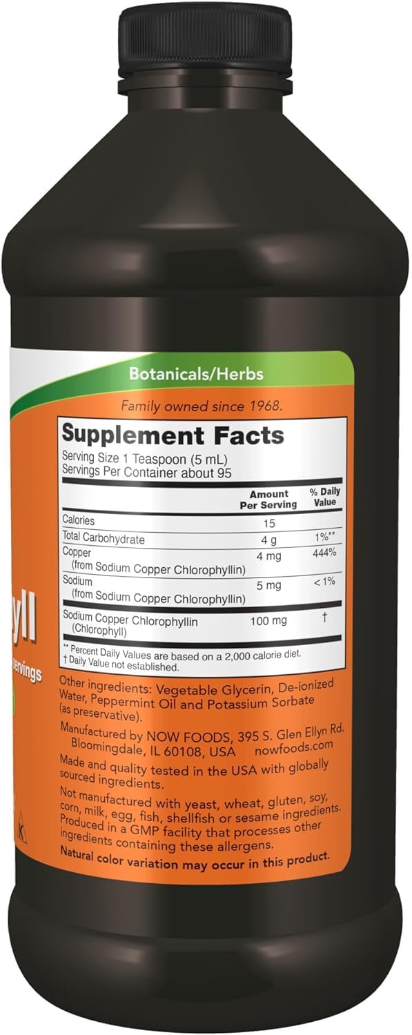 NOW Supplements, flüssiges Chlorophyll, super konzentriert, Boost Energy, Minzgeschmack, 473 ml