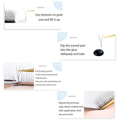 Miniatura 4 de Costory Extensiones de pestañas de volumen 3D, pestañas postizas de fácil abanico, pestañas postizas en forma de trébol negro, en forma de W,