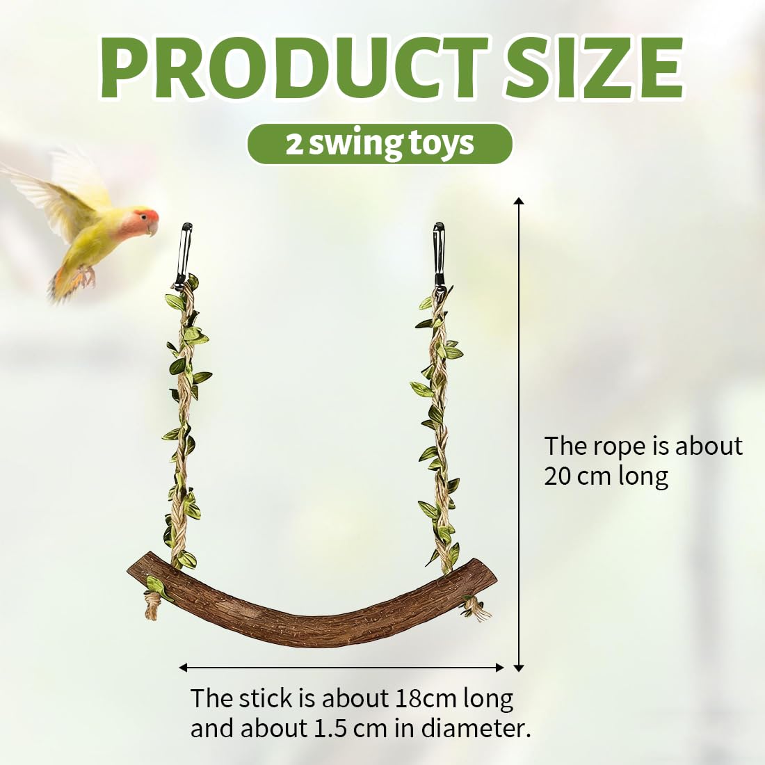 2 Pièces Balançoire en Bois pour Perroquet,Jouet Perroquet,Perchoir à Suspendre,Jouets pour Oiseaux,Accessoires pour Perruches,Calopsittes,Inséparables,Perruches,Petits et Moyens Oiseaux