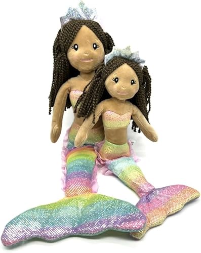 Miniatura 3 de The Petting Zoo Muñeca de sirena, regalos para niñas, animales de peluche de sirena Ombrez, juguete de peluche de sirena, piel oscura, 17 pulgadas