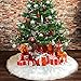 Tenrany Home Blanca Falda de Árbol de Navidad, Peluche Christmas Tree Skirt Felpa Base de Árbol de Navidad para la Navidad año Nuevo Vacaciones Decoración (White, 36 Inches)