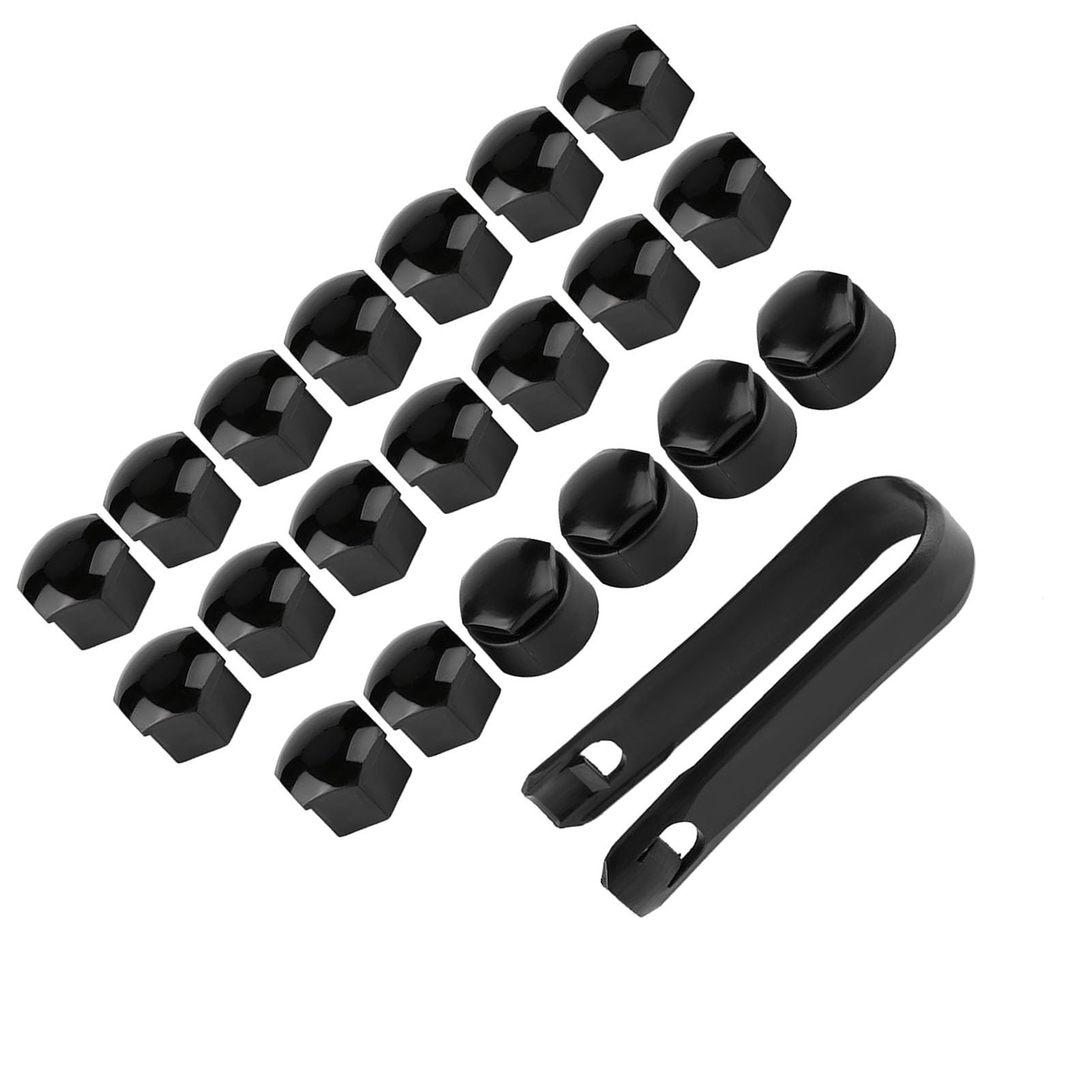 Cappucci di Protezione per Dadi Ruota 17 Mm Set Nero di 20 Copriviti per Cerchioni in ABS di qualità Coprimozzi Robusti Antifurto per Auto (Black)