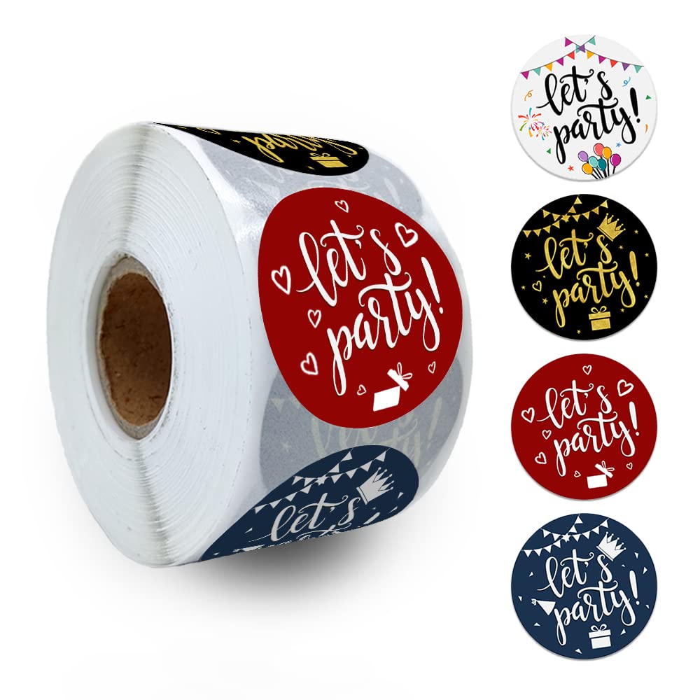 REWIDPARTY Sticker Rolls for Kids & Adults - Birthday, Anniversary & Holiday Party Decorations (500 Per Roll)