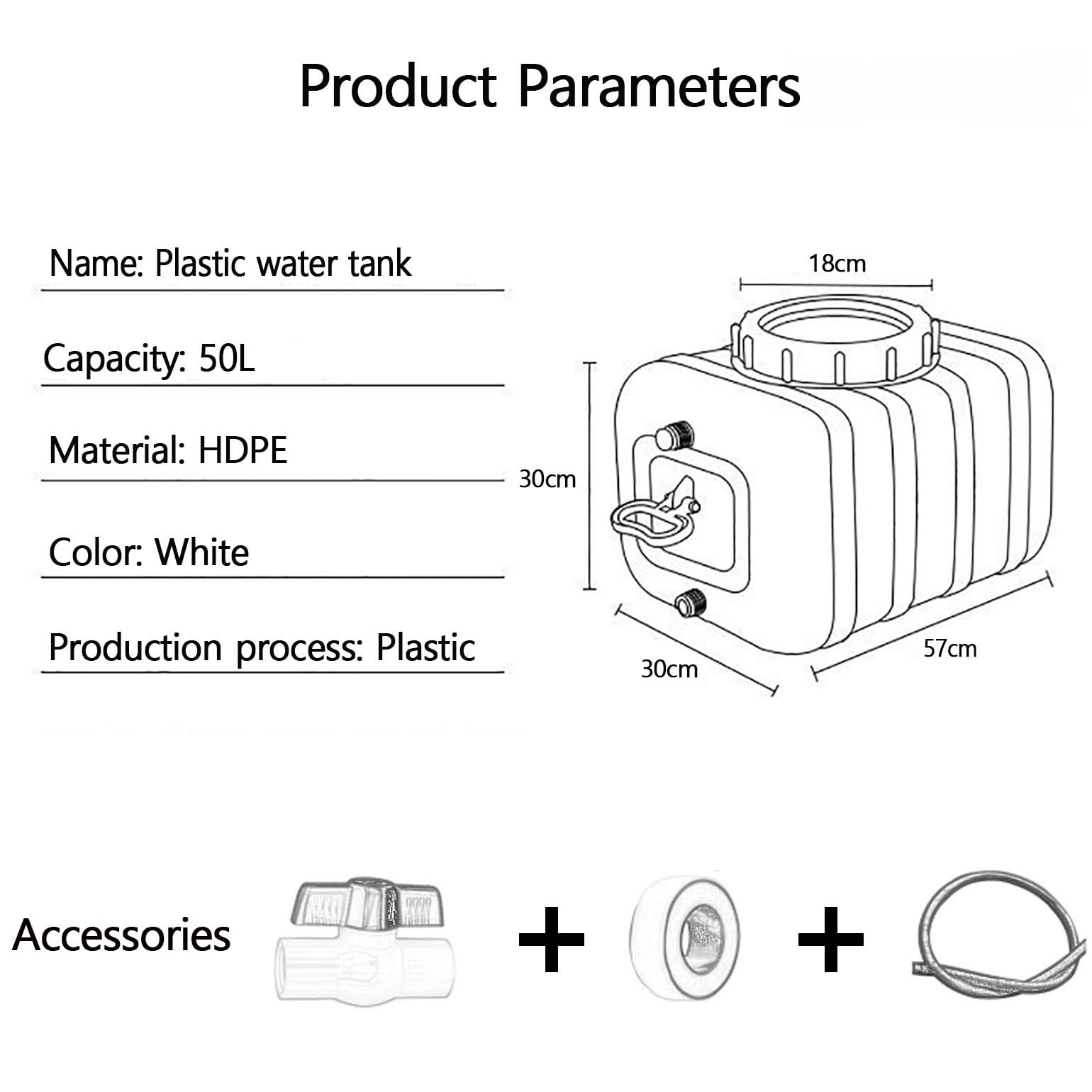 Tanica Campeggio Acqua per Potabile all'aperto Contenitori d'Acqua Alta capacità plastica Serbatoio di Acqua con Rubinetto per Emergenza Famiglia RV Escursionismo Viaggi(Size:50L)