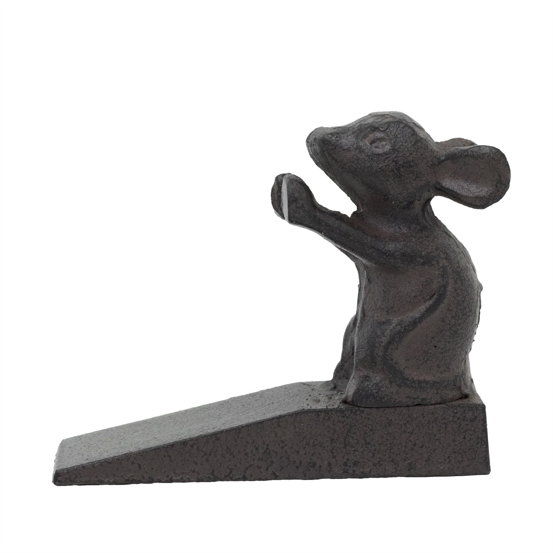 Carousel Home Brown Cast Iron Mouse Door Wedge | Rustic Metal Iron Mouse Door Stop - 13X11cm