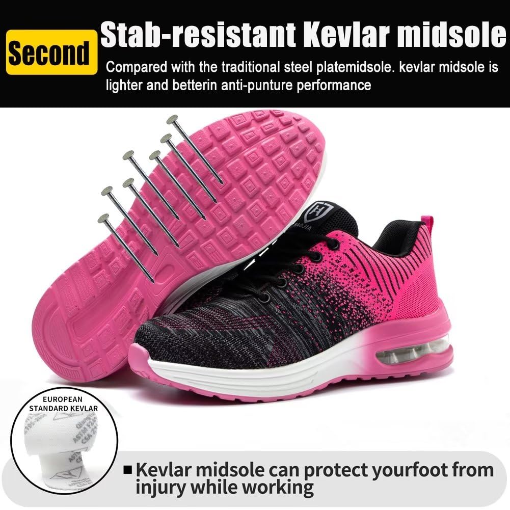 Scarpe Antinfortunistiche Uomo Donna Scarpe da Lavoro con Punta in Acciaio Traspiranti Cuscino d'Aria Scarpe da Cantiere