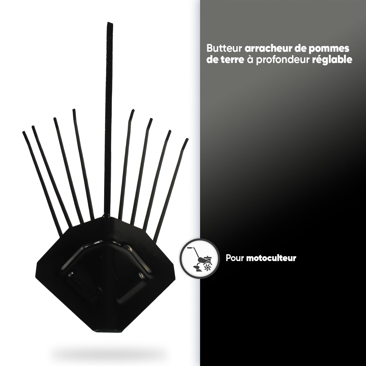 Arracheur De Pommes De Terre À Profondeur Réglable 24 cm Tige 40 x 12mm Alésages 10 mm