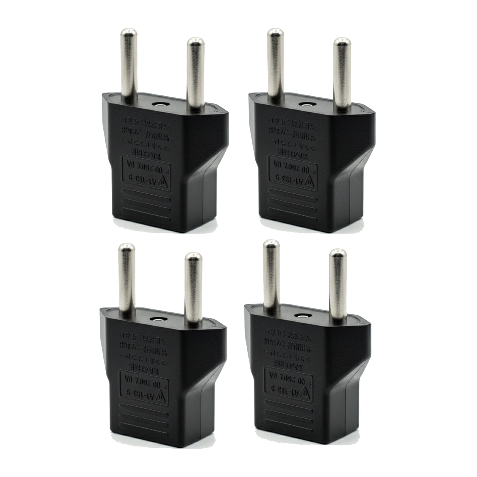 Pack de 4 Adaptadores Enchufe USA a Europa/España, Adaptador Americano a Europeo Tipo A/B a C/F, Compacto para Viaje, Compatible con EE.UU., Canadá, Japón y Asia, Negro