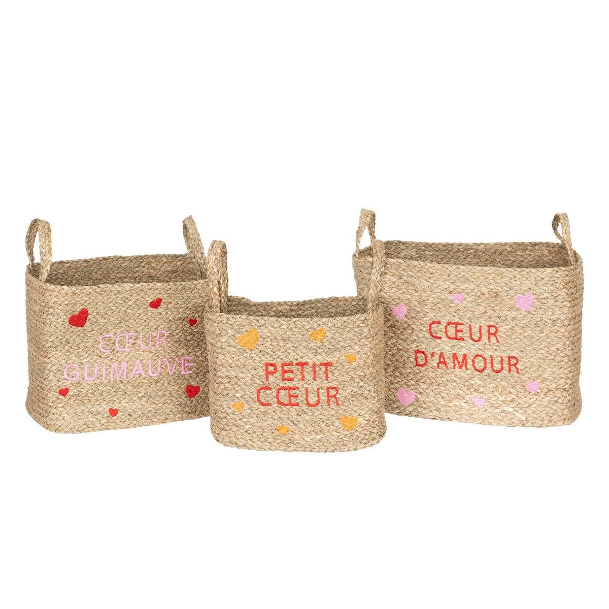 Atmosphera - Lot de 3 paniers Enfant neree Motif cœur l28/33/38cm