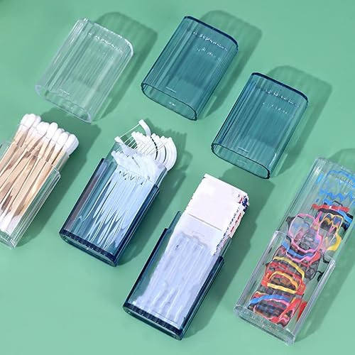 Miniatura 5 de UPKOCH 6 piezas de viaje de algodón hisopo soporte dispensador de hilo dental, mini estuche transparente para hisopo recuerdo para maquillaje