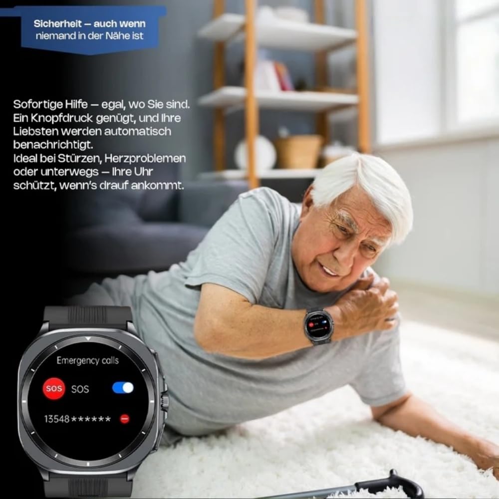 ortholeben OrthoWatch Pro Vita Smartwatch Herren & Frauen 1,43'' -Zoll-Volltouchscreen, 24/7 Schlafüberwachung,Bluetooth-Telefonie,Unterstützt mehrere Sprachen