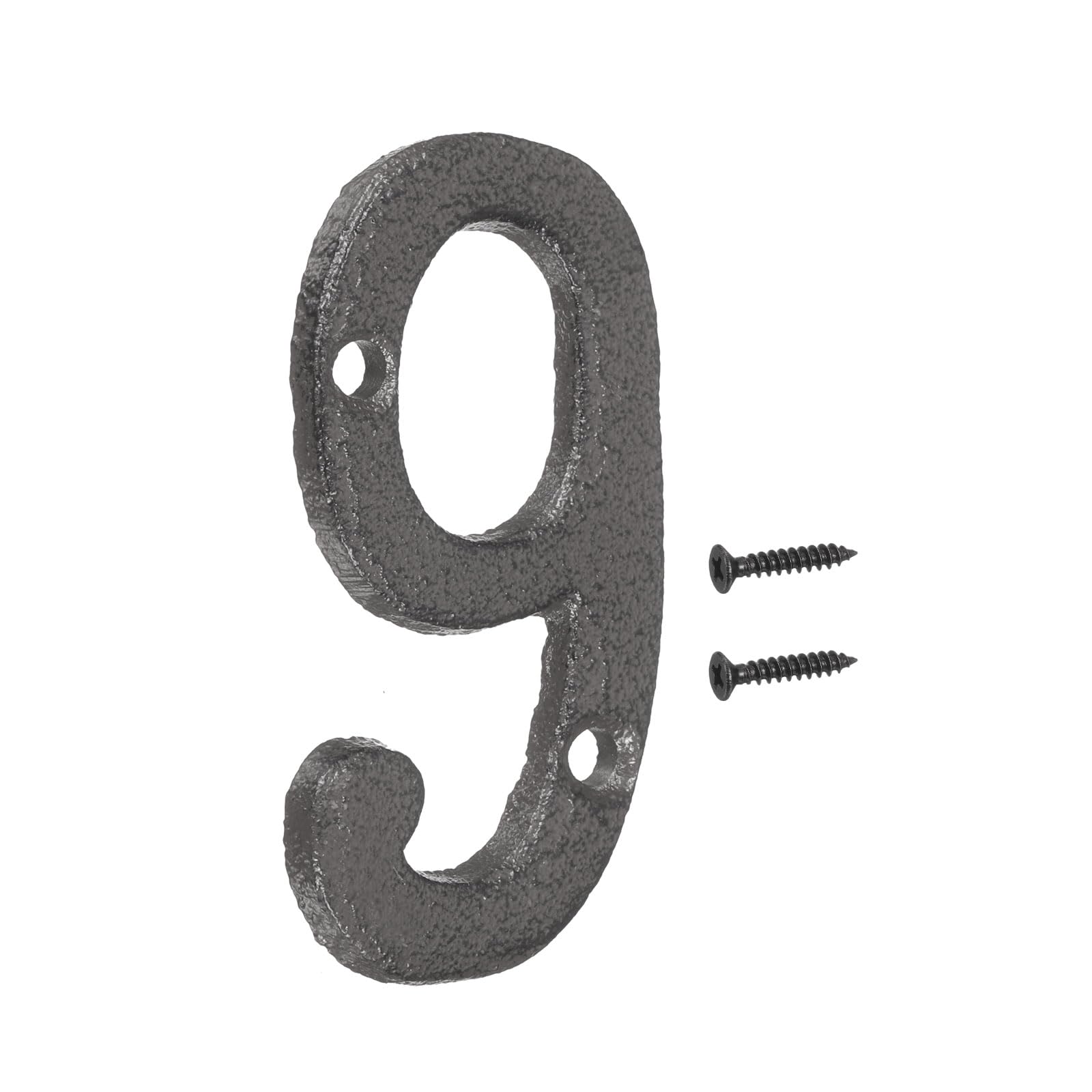 sourcing map House Numbers and Letters, 79mm Cast Iron Metal Vintage Address Numbers for Outside, Solid House Number with Screws for Apartment Office Hotel Room Signs(Number 9) โ image 1