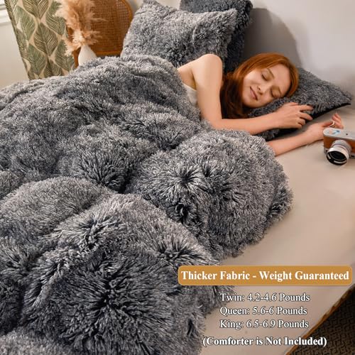 image for XeGe Plush Shaggy Duvet Cover, Luxury Ultra Soft Crystal Velvet Fuzzy 