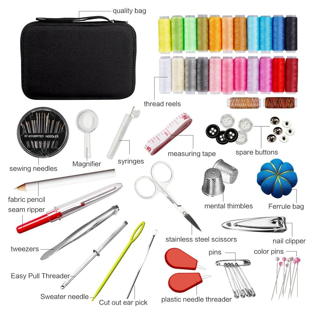98 Piezas de Accesorios para Juego de Costura, práctico minibolso de Viaje para Agujas e Hilos