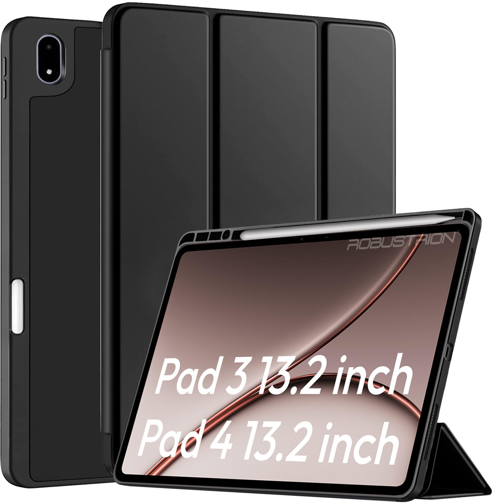 Robustrion Cover Case for OnePlus Pad 3 13.2 inch Cover, Flip Cover Case for OnePlus Pad 3 Cover with Pencil Holder 13.2 inch [Auto Sleep Wake Support] - Black-image-26