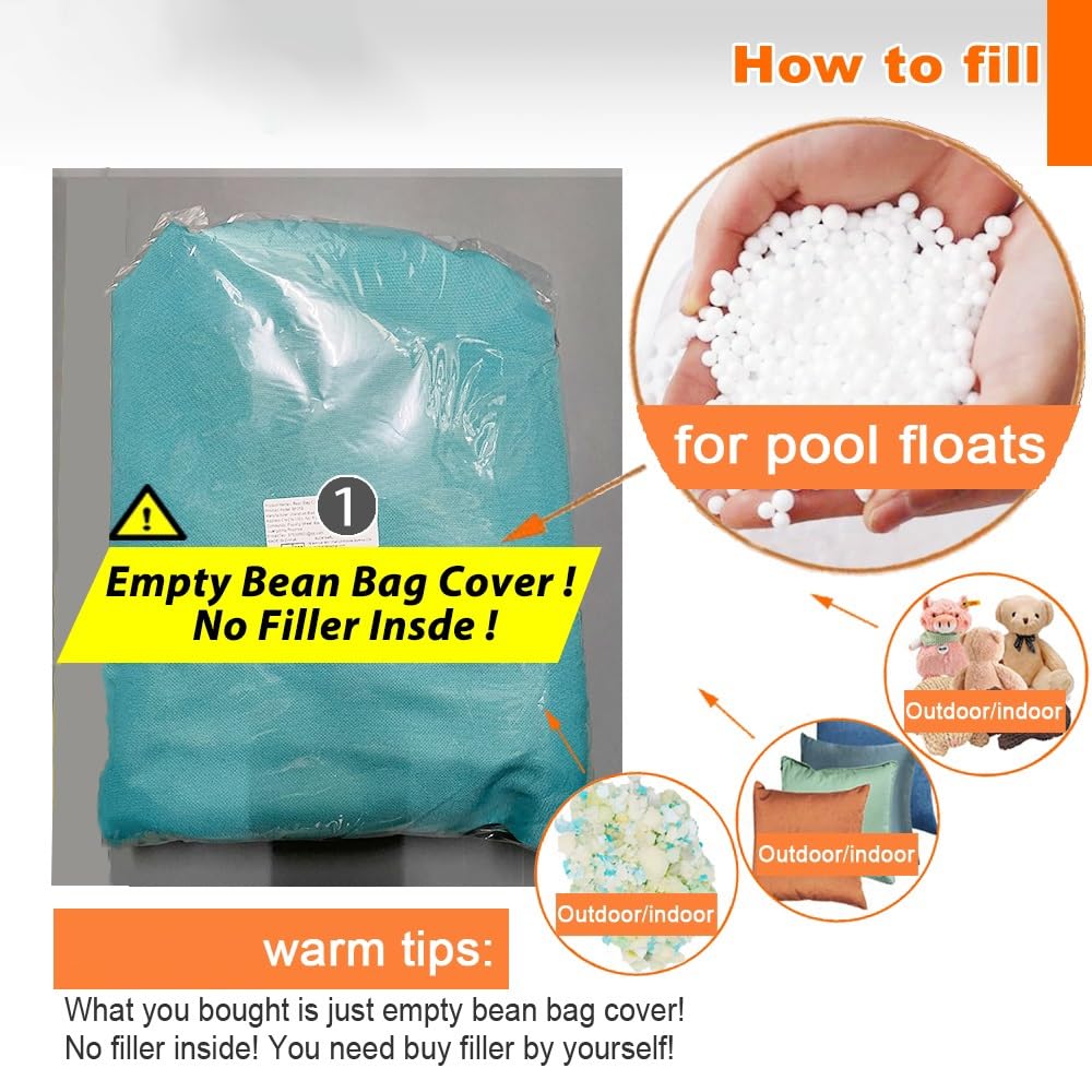 SXBCyan Fodera Poltrona a Sacco (Senza Imbottitura) Pouf da Esterno Giardino Impermeabile, in Oxford, Giardino, Spiaggia, Piscina, Galleggiante, Adulti(2 Seat-Black)